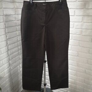 Anne Taylor Ladies Size 12 Dark Brown Straight Legs Casual Pants